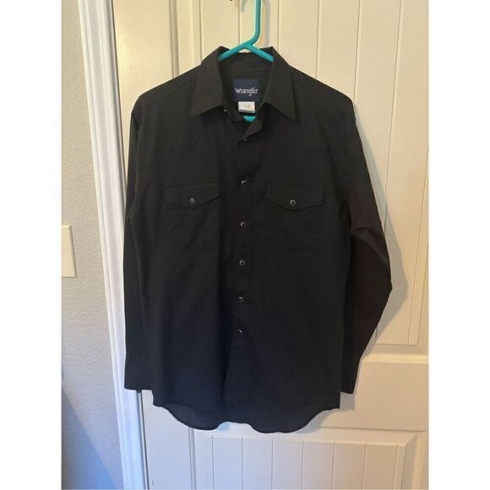 NWOT Wrangler Sport Western Snap Long Sleeve Button Down Shirt - Size S 71105BK